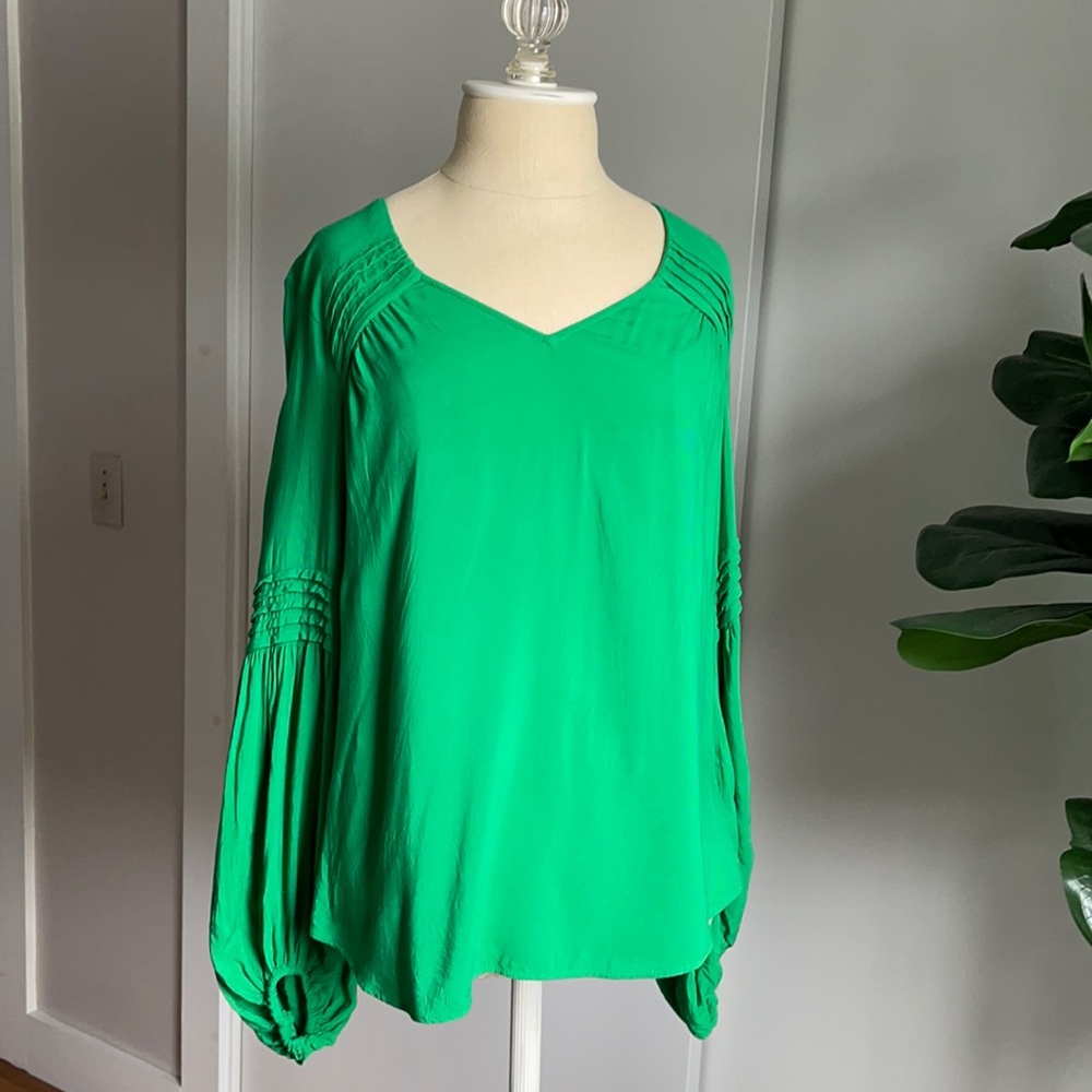 Anthropologie Maeve Green Long Sleeve Top